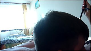 Russian Femdom Taught Licking And Spanked A Guy In A Chastity Belt!