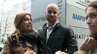 Amazing Busty Teen and Her BF Gets Money for Public SEX
