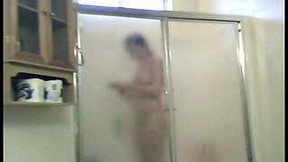 My hot girl gets naked in the bathroom and takes shower