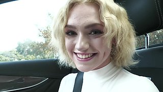 Busty blonde Gracie Gates seduces her man in nylons