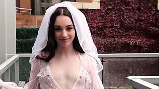 Hot bride feels herself sexy in lingerie