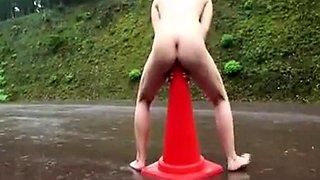 Asian chick's public anal ride