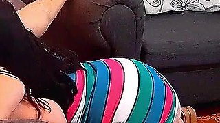 A Lucky Man Is Surprised by His Big-ass Stepsister Who Gives Him a Blowjob and Ends up Fucking on the Couch.
