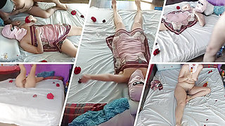 Amateur couple, sensual body oil massage Amateur wife gives me a handjob until I cum.
