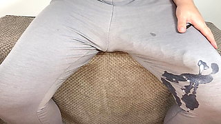 Huge cock cum in pants hands free compilation