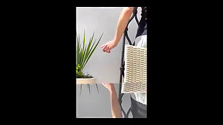 With Me in Restaurant Smoking Cigarette and Bouncing Boobs with Fun