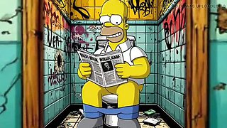 Hot Married MILF Cheats in Dirty Public Toilet - Simpsons Hentai Parody