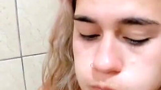 Drinking Pee Yellow and Cum Swallow - Bathroom