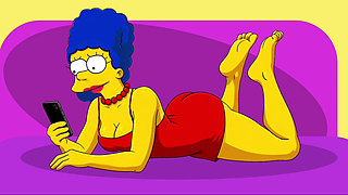 Wife Cheats on Her Husband with a Fitness Trainer. Cartoon. Simpsons Parody