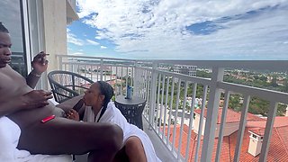 Public ebony blowjob featuring Porsha Carrera