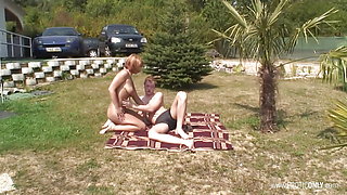 Hot summer fuck by the pool his stepsister and BFF fuck stepbrother on the lawn