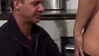 Mature cock sucking milf pussy fucking in the kitchen...cum in mouth