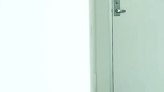 Amateur Babe in Glasses jerks cock for facial