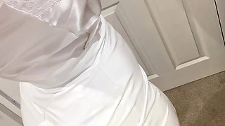 White Satin White Stockings White Pvc White Heels Goddess