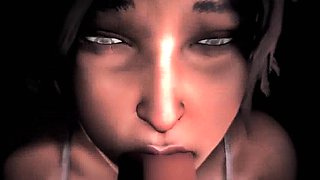 Gorgeous animated babe gets mouth screwed