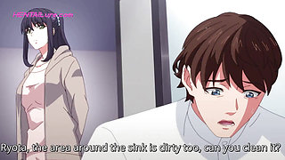 Kitchen Sex Tease: Momoka lets Ryota Finger her Tight Pussy After he Does All the Dishes - HENTAI 2025 (Subtitled)