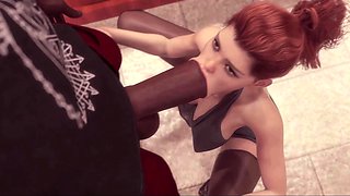 3d animated wife cheating in toilet - cuckold cartoon sex
