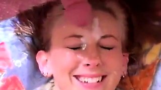 Very cute bukkake (multiple facial)