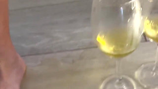 Incredibly Beautiful Slow Motion Shot of MILF Peeing Into Glasses for Your Party