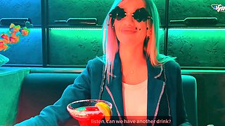 Wild nightclub romp in a public toilet with a blond -