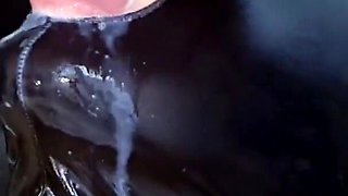 Dirty milk enema from his asshole