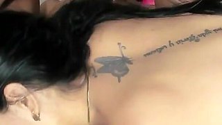 Two Lesbians Masturbate Together and Get Fucked by a Dildo