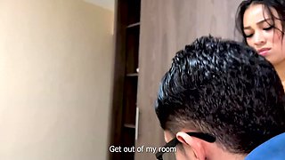 Sexy Small-titted Plump-assed Latina Chick Tempted Her Nerdy Virgin Step-bro To Fuck Her