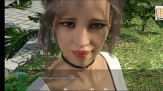 Busty blonde in a visual novel game with erotic adventures