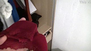 I caught my horny 1<censored> old stepson masturbating his big penis on my dirty panties !!!