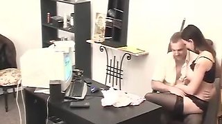 Boss feeding his cock to a slutty secretary!