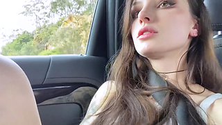Busty curly brunette with big boobs fucks on couch