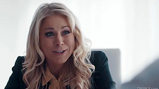 The Office Seductress sucks long ebony dick