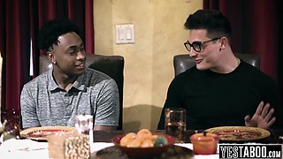 Mommy couple trio with black young babe