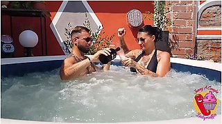 Lady Muffin In After The Anal In The Pool, Milf Drinks Sperm From The Glass (1st )