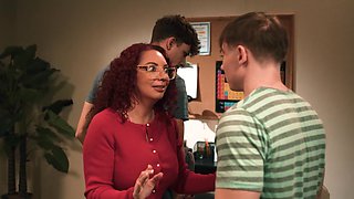 Three guys fucked the hottest teacher ever Kiki D'Aire in a steamy mmf scene.