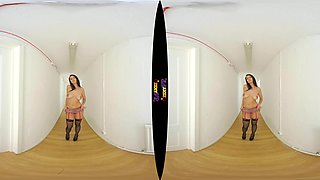 Down The Hall - Big Tit Brunette Solo Striptease