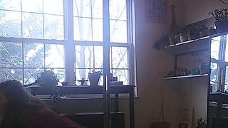 Massive juggs brunette fatty strips and jerks solo