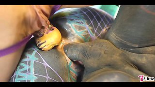 Anuskatzz gets double stuffed with a cock and a strapon