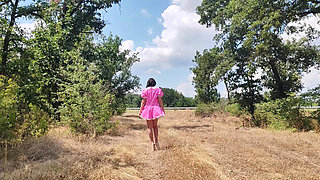 A Slave Slut Shows off Her Pink Ass on the Highway