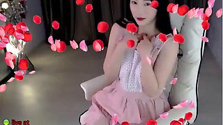 Korean BJ gets naked and masturbates