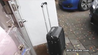 Big male stick dude bangs stewardesses on ground