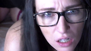 Stepsister Sneaks Into Huge Stepbrother's Room and Disturbs Him. She Sucks His Dick and Gets Taught a Lesson!