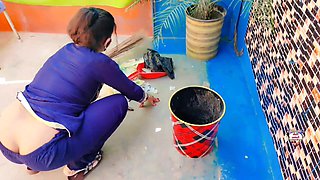 House Wife Floor Cleaning and Beautiful Show