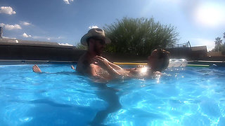 Pregnant Sex in the Pool Outside