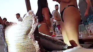 Blonde is flashing her big boobs in the outdoors