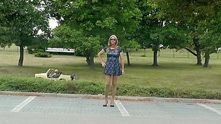 Crossdresser Sissy In Short Dress in public