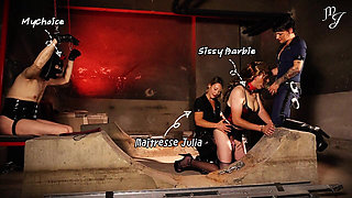 Ep2 Slave Training in a Basement & Double Domination: Sissy Fucked, Slave Whipped - Mistress Julia & Diane K