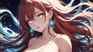 Soft Starlight a Beautiful Young Woman with Glowing Eyes in Animated Style