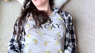 Amateur brunette cougar MILF jerking a giant dick