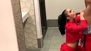 Genevieve Sinn Deep Throats Sevyan Harden's Huge BBC in Public Restroom - POV Blowjob & Cumshot